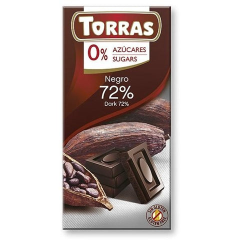HOŘKÁ čokoláda 72% bez cukru 75 g - E-shop Najím se a zhubnu